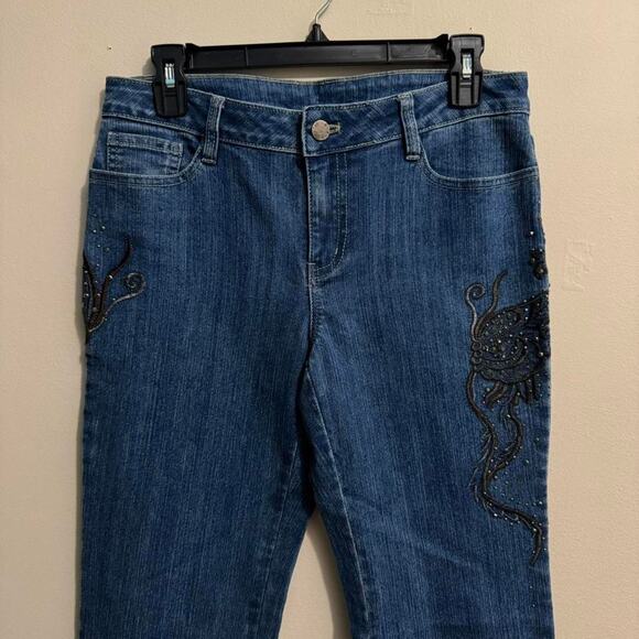 mieka embroidered y2k jeans boho beaded straight leg denim - Picture 4 of 8